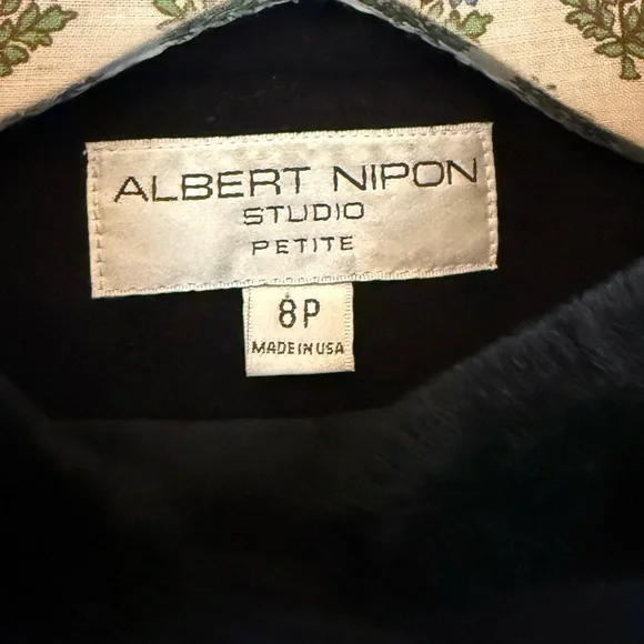 Vintage duster Long Black Wool Fur trim coat Hood cuffs sz 8p - Picture 5 of 14